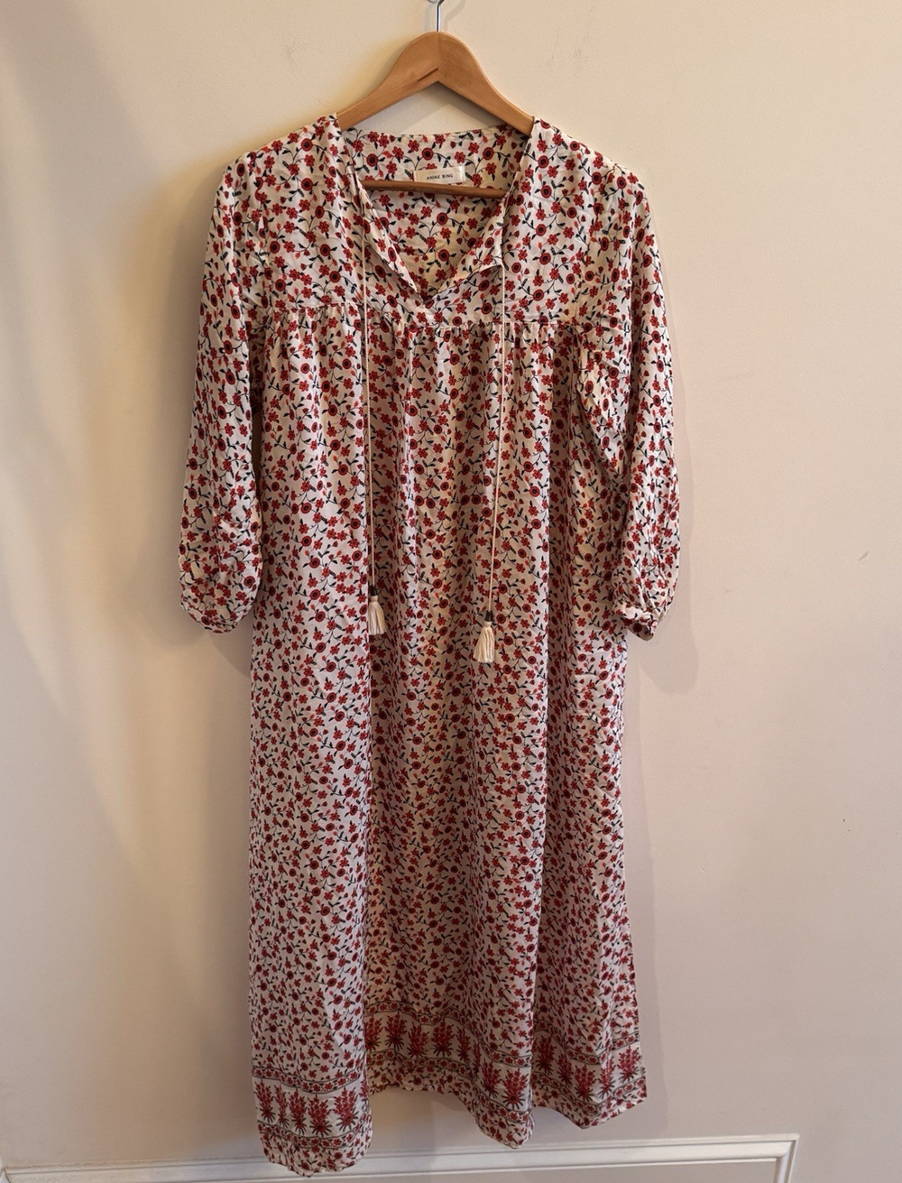 Anine Bing Darcy Womens XS/S Maxi Dress 100% Silk Shift Boho Resort Wear Floral